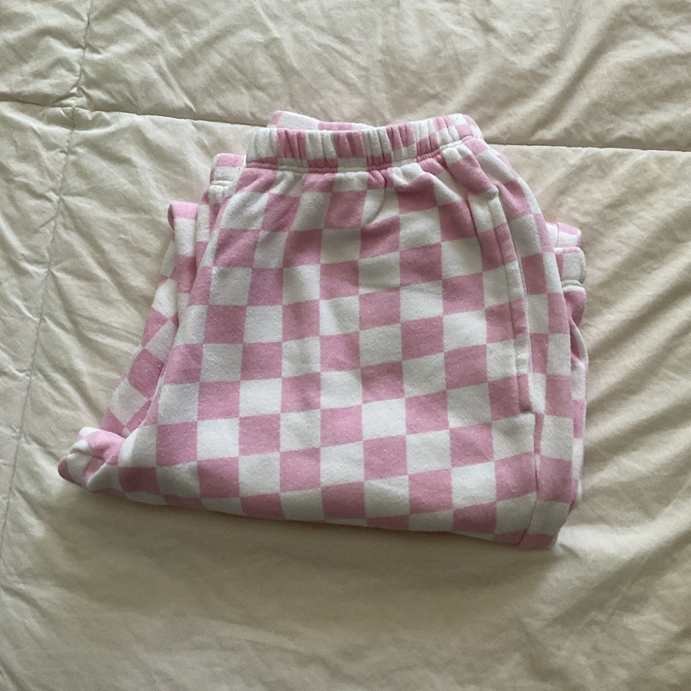 Pink Checkered Sweatpants